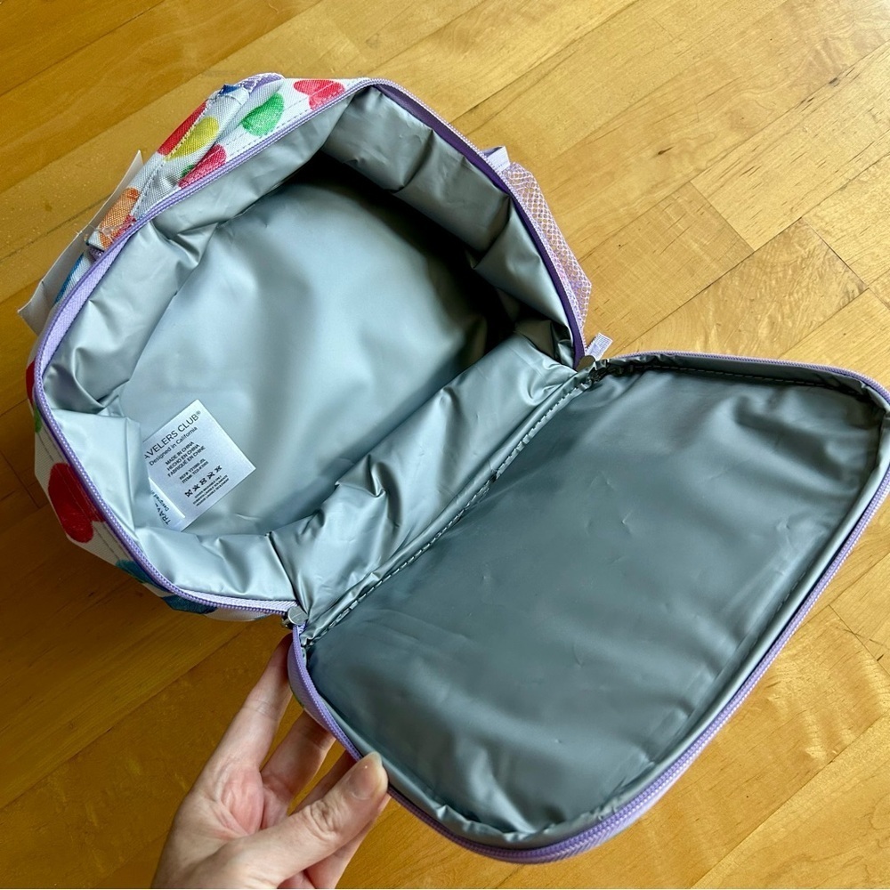 Travelers Club HEARTS Insulated Lunch Cooler Bag, Rainbow, White, Purple, 10 in - Picture 5 of 17